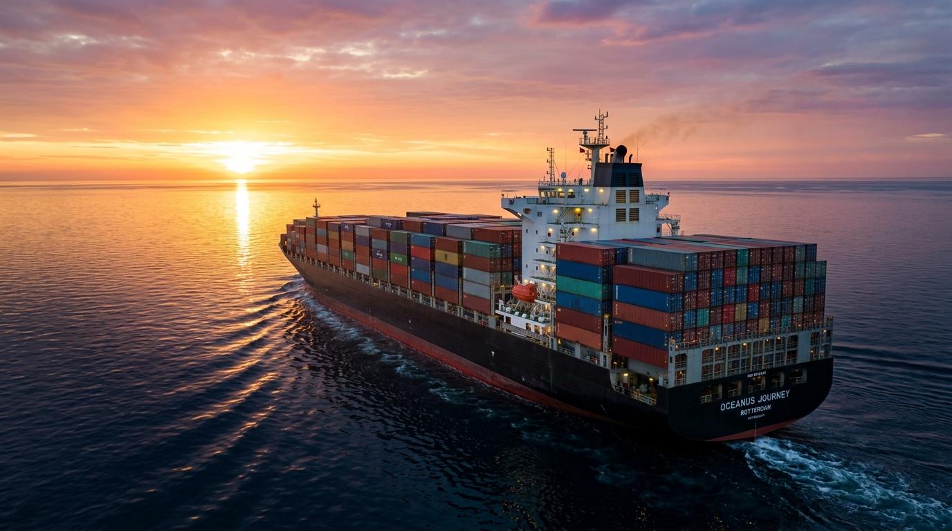 Commercial Ship on Horizon